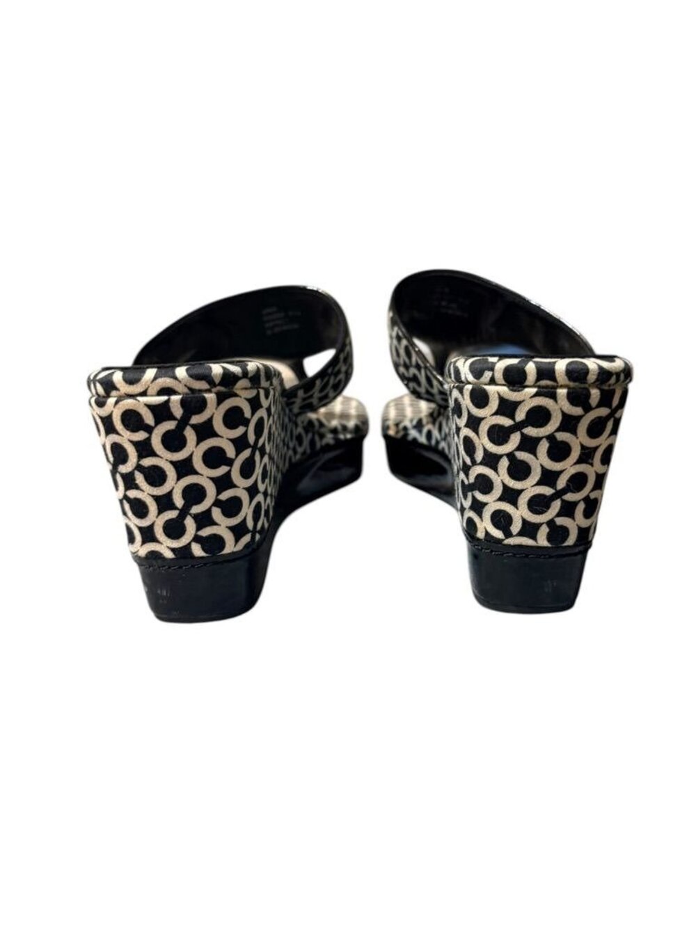 Y2K Coach Thong Sandals 8.5M Wedge Black White Logo Felicia Vintage Platform - Picture 4 of 7